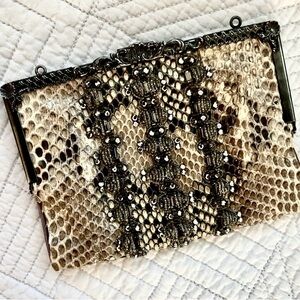 Vintage BADGLEY MISCHKA designer Beaded Snakeskin Purse Bag